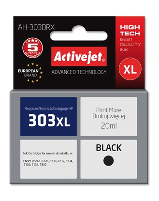 Attēls no Activejet AH-303BRX Ink Cartridge (replacement for HP 303XL T6N04AE; Premium; 20ml; black)