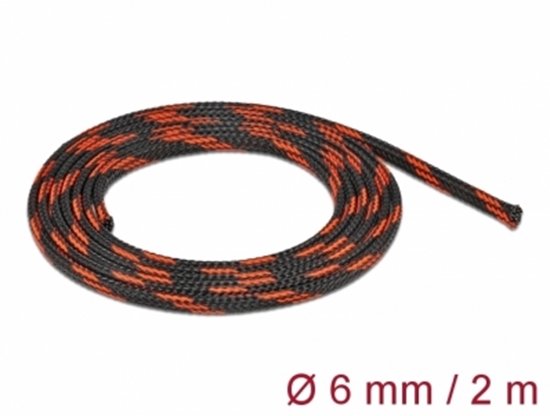 Picture of Delock Braided Sleeve stretchable 2 m x 6 mm black-red