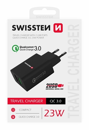 Изображение Swissten Premium Travel Charger 2x USB / QC3.0 23W
