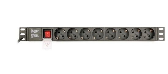 Изображение Gembird Power Distribution Unit PDU 8 Schuko Sockets 1U 16A 3 m