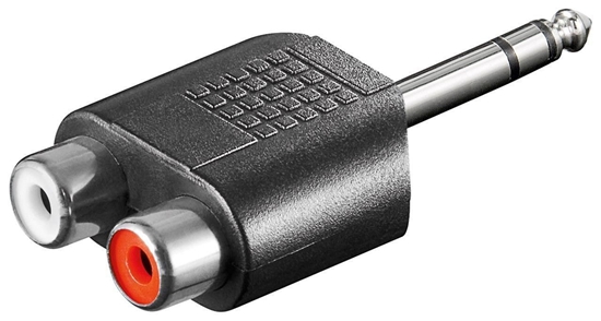 Picture of Adapter AV MicroConnect Jack 6.3mm - RCA (Cinch) x2 czarny (AUDANH)