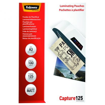 Изображение Fellowes Matt laminating pouches 125 micron, A3  100-pack