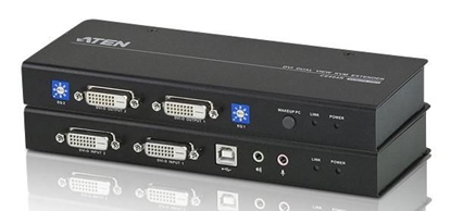 Attēls no Aten USB Dual View DVI KVM Extender with Audio and RS-232 (60m)