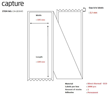 Изображение Capture Label 105x220, Core Fanfold