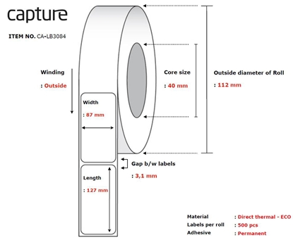 Изображение Capture Label 87x127, Core 40,