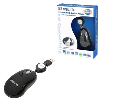 Изображение LogiLink Maus USB Mini optisch  800dpi m. Kabeleinzug