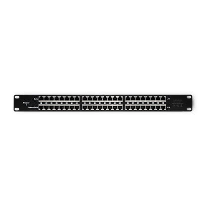 Изображение Patch panel RACK | 48V | 24 porty | Passive PoE Injector | 1000m | Czarny 