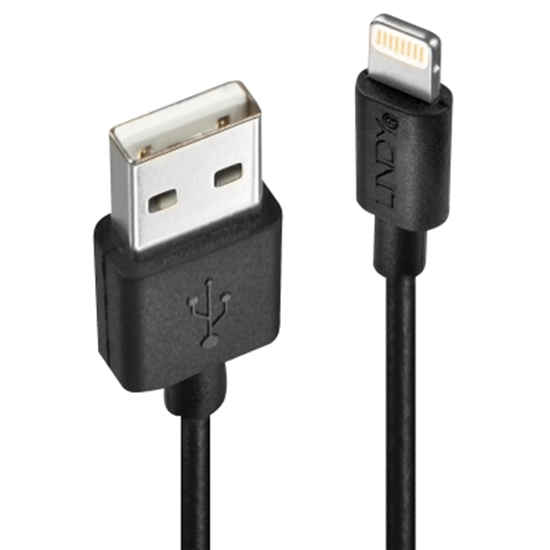 Picture of Lindy 0.5m USB Type A to Lightning Cable, Black