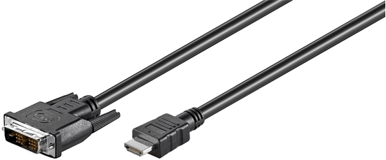 Изображение Goobay | DVI-D/HDMI cable, nickel plated | Black | DVI-D male Single-Link (18+1 pin) | HDMI male (type A) | 2 m