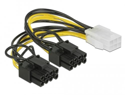 Attēls no Delock PCI Express power cable 6 pin female > 2 x 8 pin male 15 cm