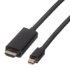 Picture of ROLINE Mini DisplayPort Cable, Mini DP-UHDTV, M/M, black, 1.0 m