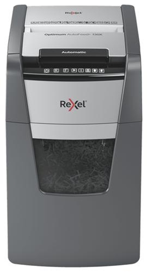 Picture of Rexel Optimum AutoFeed+ 130X Dokumentų naikiklis, Cross shredding, 4x28 mm, 55 dB, P-4, 44 L, Juoda