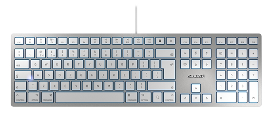 Picture of CHERRY KC 6000 SLIM FOR MAC Corded Keyboard, Silver/White, USB (QWERTY - UK)