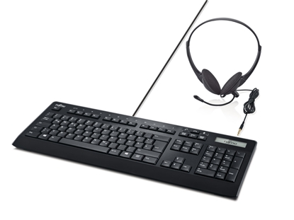 Изображение Fujitsu KB950 Phone keyboard USB QWERTY German Black