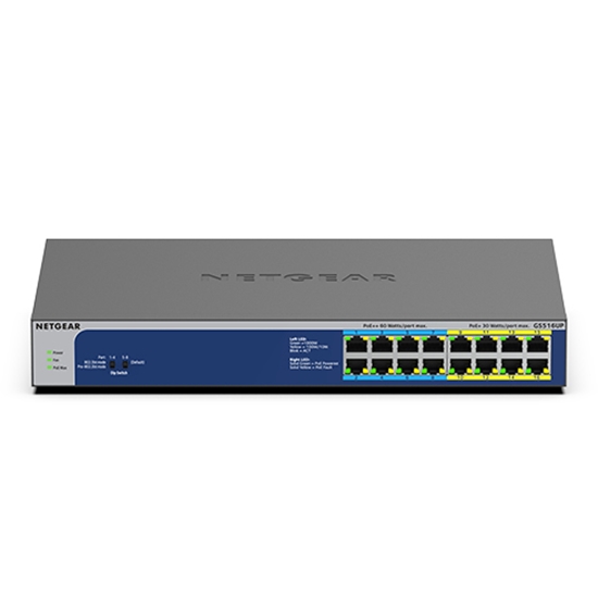 Picture of Netgear GS516UP Unmanaged Gigabit Ethernet (10/100/1000) Power over Ethernet (PoE) Grey