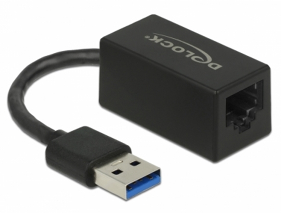Picture of Delock Adapter SuperSpeed USB (USB 3.2 Gen 1) with USB Type-A male > Gigabit LAN 10/100/1000 Mbps compact black