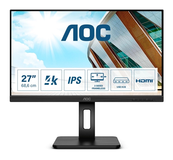 Picture of AOC U27P2CA computer monitor 68.6 cm (27") 3840 x 2160 pixels 4K Ultra HD LED Black