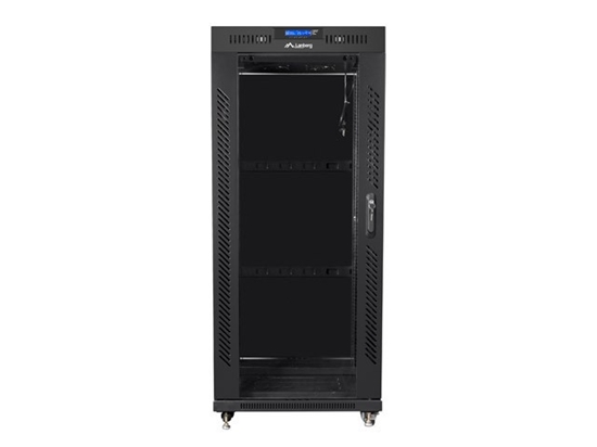 Picture of Szafa instalacyjna rack stojąca 19 27U 600x600 czarna, drzwi szklane LCD (Flat pack)