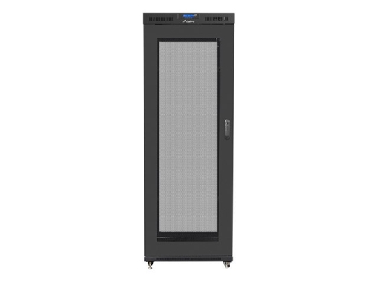 Picture of Szafa instalacyjna rack stojąca 19 42U 800x1000 czarna, drzwi perforowane LCD (Flat pack)