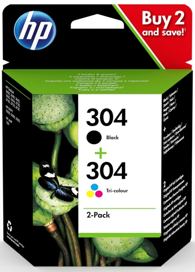 Picture of HP 304 ink cartridge 2 pc(s) Original Standard Yield Black, Cyan, Magenta, Yellow