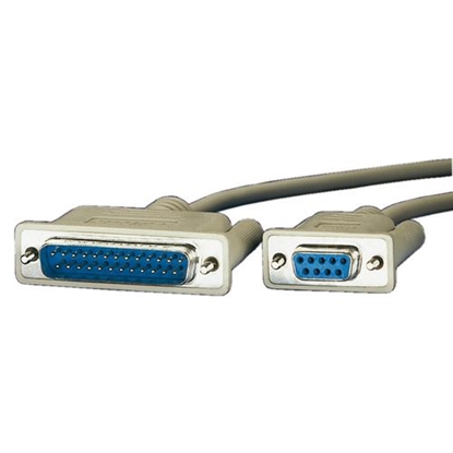 Attēls no ROLINE Serial Printer Cable, DB9 F - DB25 M 1.8 m