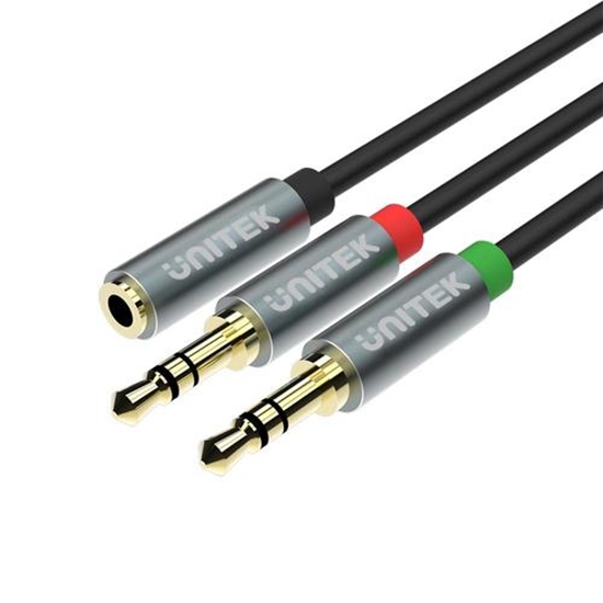 Picture of Kabel Unitek Jack 3.5mm - Jack 3.5mm x2 0.2m srebrny (Y-C957ABK)