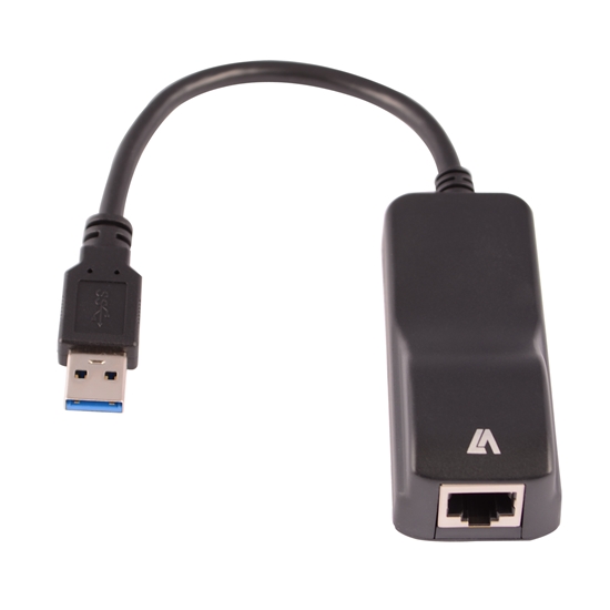 Picture of V7 Black Gigabit Ethernet Adapter USB 3.0 A Male to RJ45 Female