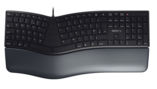 Picture of CHERRY KC 4500 ERGO Corded Ergonomic Keyboard, Black, USB (QWERTY - UK)