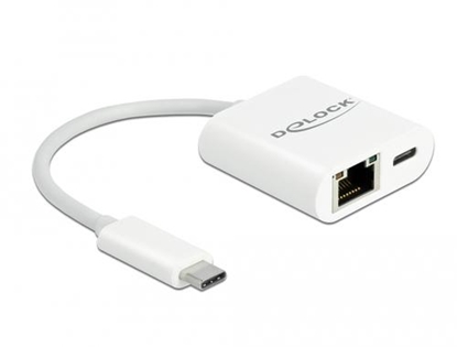 Изображение Delock USB Type-C™ Adapter to Gigabit LAN 10/100/1000 Mbps with Power Delivery port white