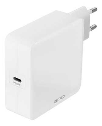 Изображение Zasilacz do laptopa Deltaco DELTACO USB sieninis įkroviklis, 1x USB-C PD, 65 W, baltas USBC-AC140