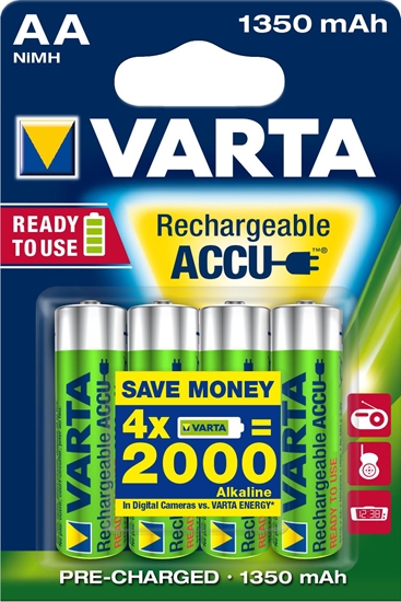 Изображение 1x4 Varta RECHARGE ACCU Power 1350 mAH AA Mignon NiMH