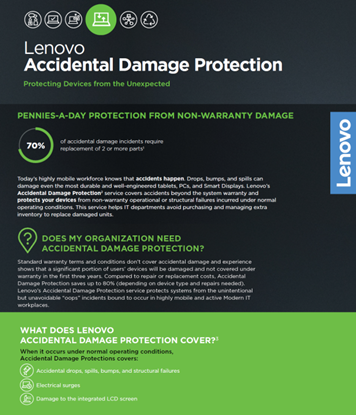 Изображение Lenovo Accidental Damage Protection - Accidental damage coverage (for system with 2 years depot warranty) - 2 years - for ThinkCentre M60, M60q Chromebox, M70q Gen 3, M70s Gen 3, M70t Gen 3, ThinkCentre neo 50