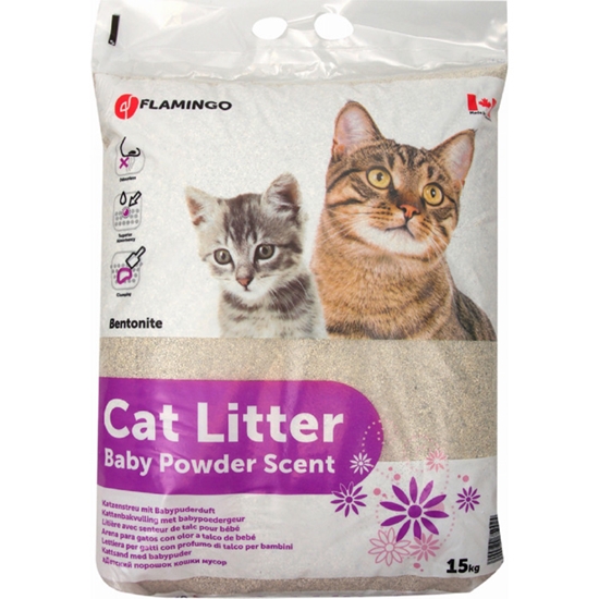 Picture of Pakaiši kaķiem Karlie Flamingo Cat Litter Baby Powder 15kg