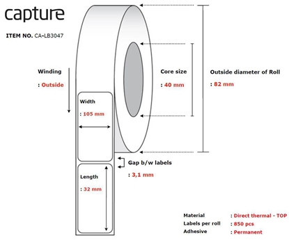 Изображение Capture Label 105x32, Core 40,