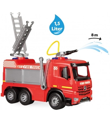 Изображение Ugunsdzēsēju mašīna liela ar pagarināmām kāpnēm un ūdens strūklu Fire Brigade Arocs kastē Lena Čehija 66 cm L02158