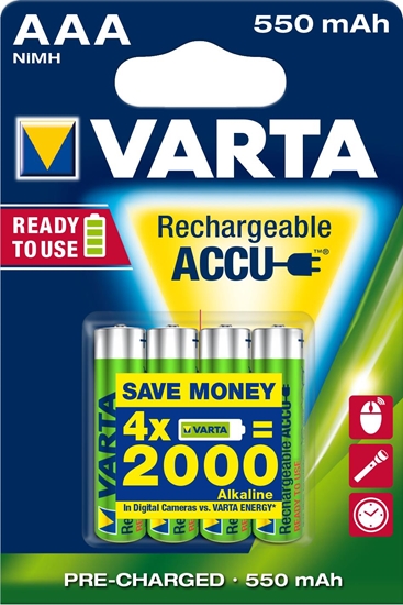 Изображение 1x4 Varta RECHARGE ACCU Power 550 mAH AAA Micro NiMH