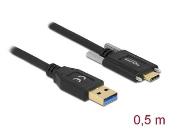 Picture of Delock SuperSpeed USB 10 Gbps (USB 3.2 Gen 2) Cable Type-A male to USB Type-C™ male with screws on the sides 0.5 m