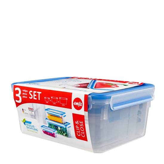 Picture of Emsa Food Clip&Close 508567 3p Set transparent/blue