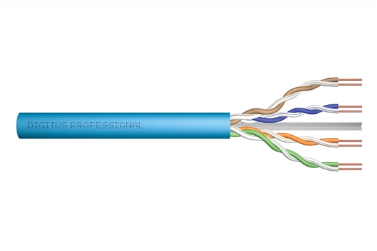 Изображение Digitus Kabel teleinformatyczny instalacyjny DIGITUS kat.6A, U/UTP, Dca, AWG 23/1, LSOH, 100m, niebieski, ofoliowany