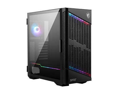 Attēls no MSI MPG VELOX 100P AIRFLOW Mid Tower Gaming Computer Case 'Black, 3x 120mm Fan + 1x 120mm ARGB Fan, ARGB light strip, USB Type-C, 1x Tempered Glass, Center, E-ATX, ATX, mATX, mini-ITX'