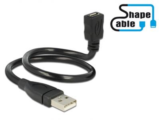 Picture of Cable USB 2.0 Type-A male  USB 2.0 Micro-B female ShapeCable 0.35 m