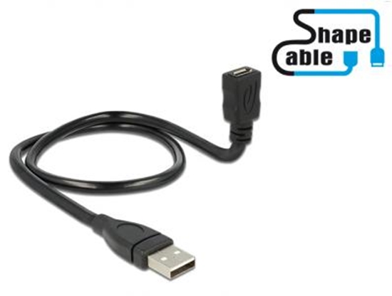 Picture of Cable USB 2.0 Type-A male  USB 2.0 Micro-B female ShapeCable 0.50 m