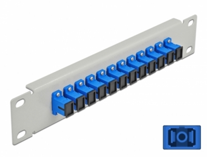 Attēls no Delock 10″ Fiber Optic Patch Panel 12 Port SC Simplex blue 1U grey