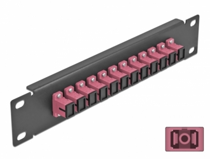 Attēls no Delock 10″ Fiber Optic Patch Panel 12 Port SC Simplex violet 1U black