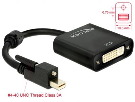 Picture of Delock Adapter mini Displayport 1.2 male with screw  DVI female 4K Active black