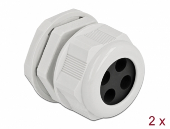 Picture of Delock Cable Gland PG29 for round cable with four cable entries grey 2 pieces