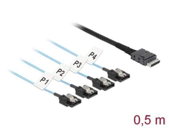 Picture of Delock Cable OCuLink SFF-8611 > 4 x SATA 7 pin 0.5 m metal