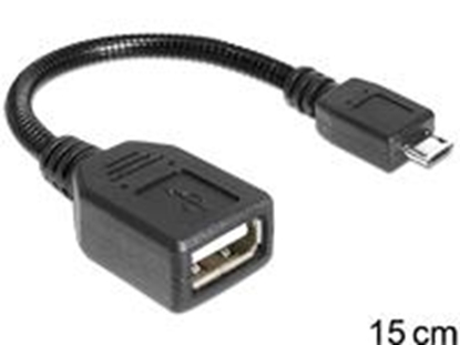 Изображение Delock Cable USB micro-B male  USB 2.0-A female OTG flexible 15 cm