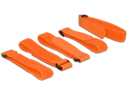 Attēls no Delock Hook-and-loop fasteners L 300 mm x W 20 mm 5 pieces with loop orange