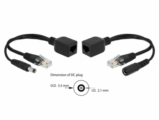 Изображение Delock Passive PoE Adapter Set RJ45 DC 5.5 x 2.1 mm